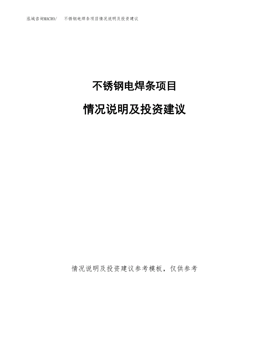 不锈钢电焊条项目情况说明及投资建议.docx_第1页