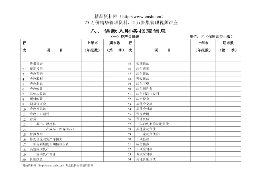 （财务报表管理）借款人财务报表信息_第1页