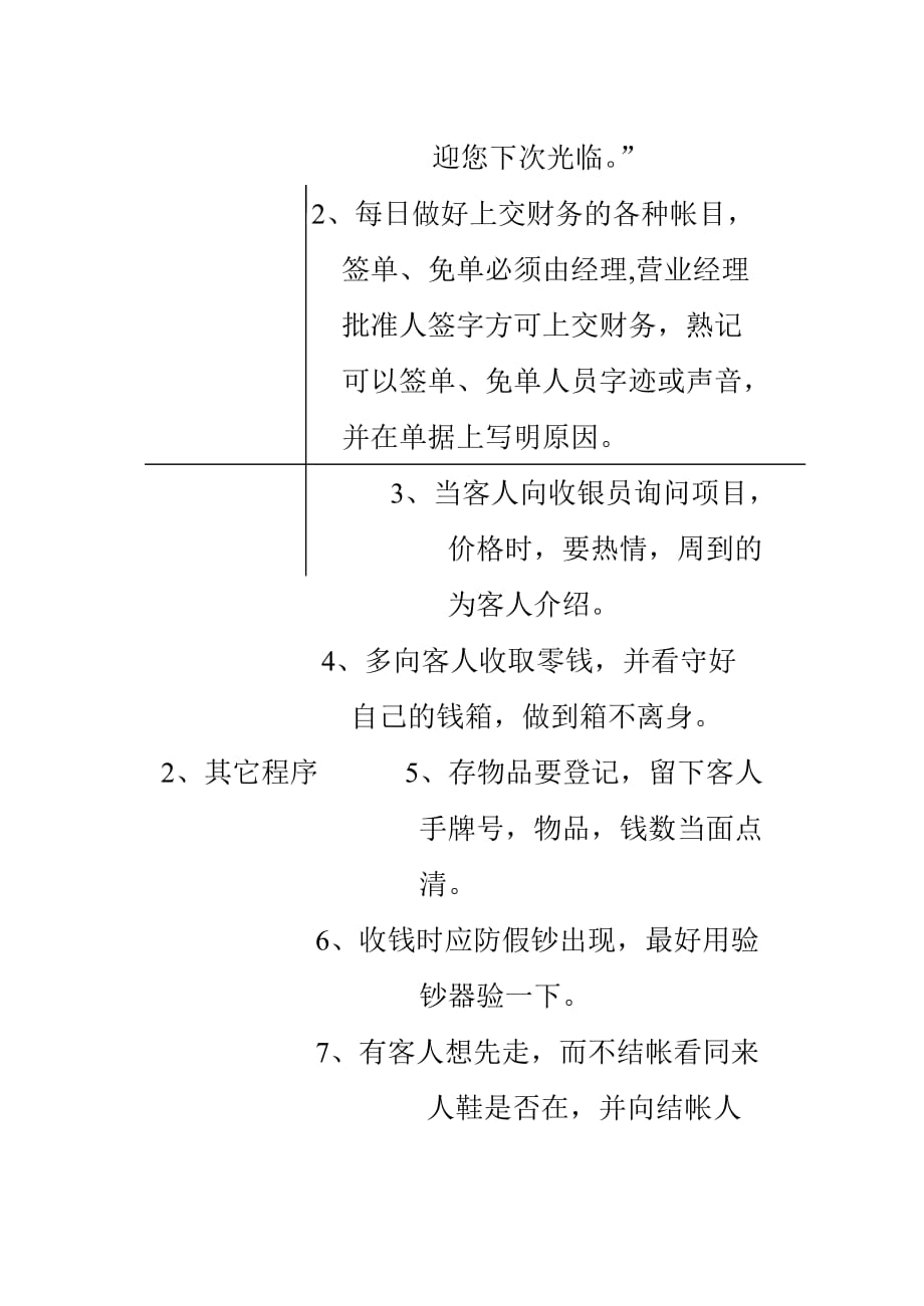 （项目管理）BF,收银岗位工作说明书及工作项目程序与说明书_第4页