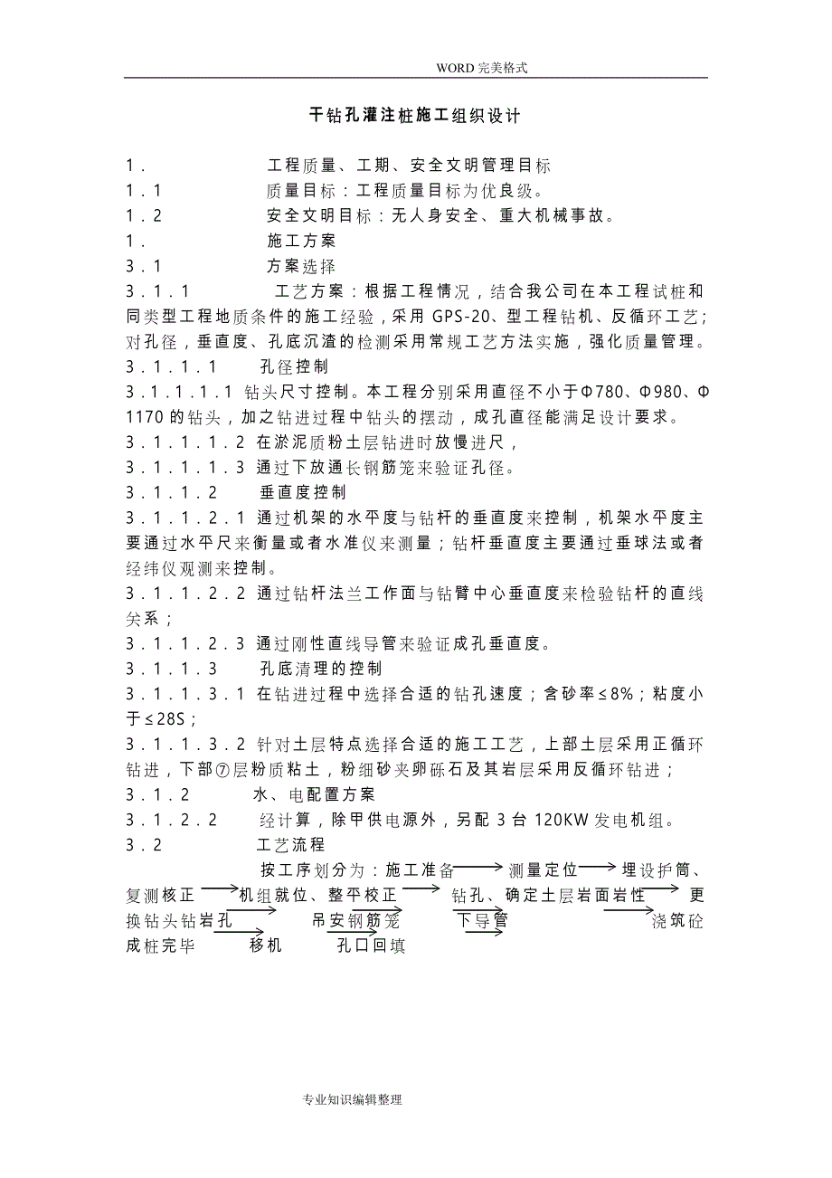 干钻孔灌注桩施工组织方案_第1页