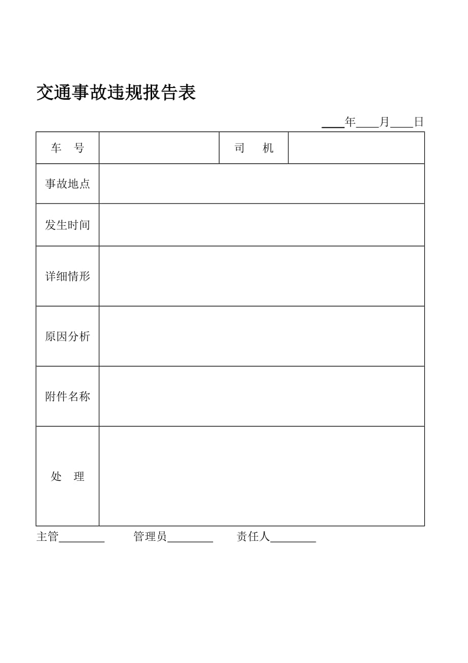 （交通运输）交通事故违规报告表_第1页