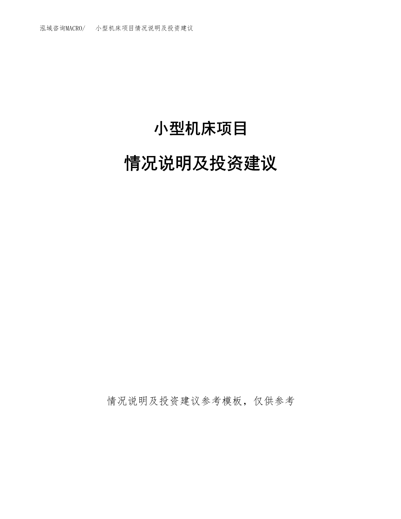 小型机床项目情况说明及投资建议.docx_第1页