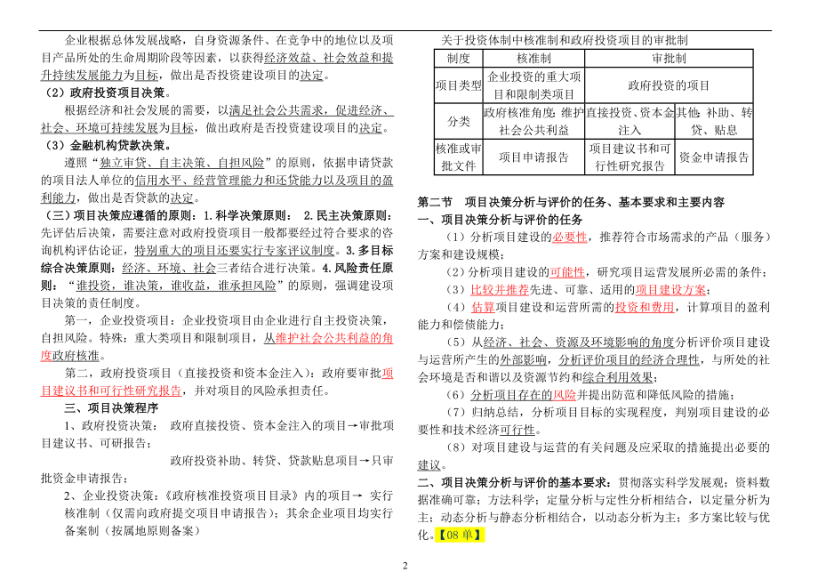 （项目管理）最新注册咨询工程师项目决策分析与评价考点总结(全)_第2页