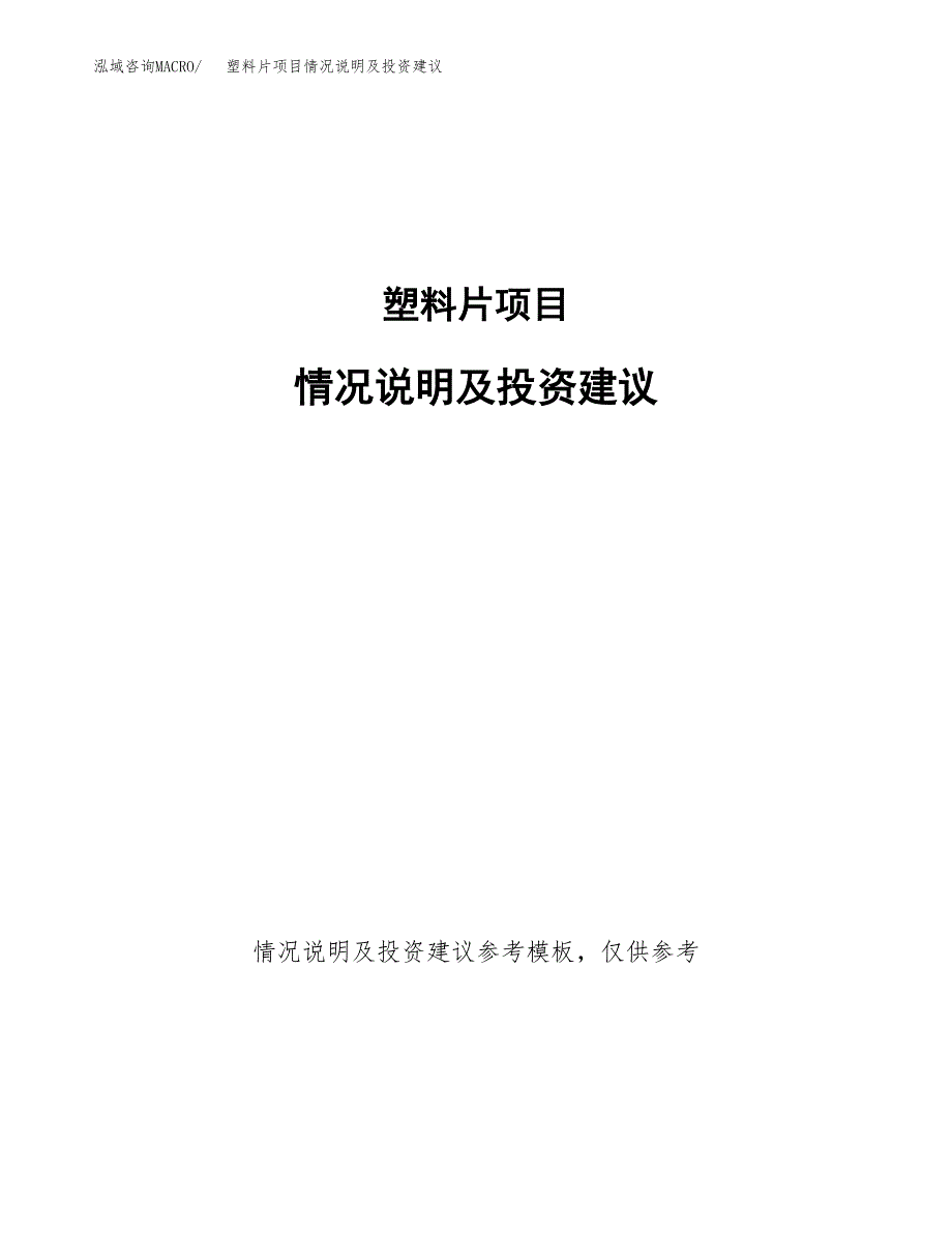 塑料片项目情况说明及投资建议.docx_第1页