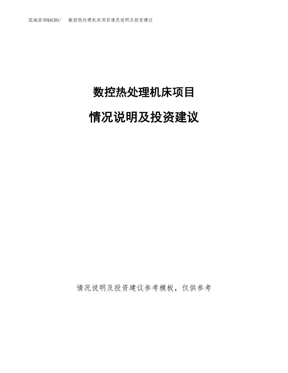 数控热处理机床项目情况说明及投资建议.docx_第1页