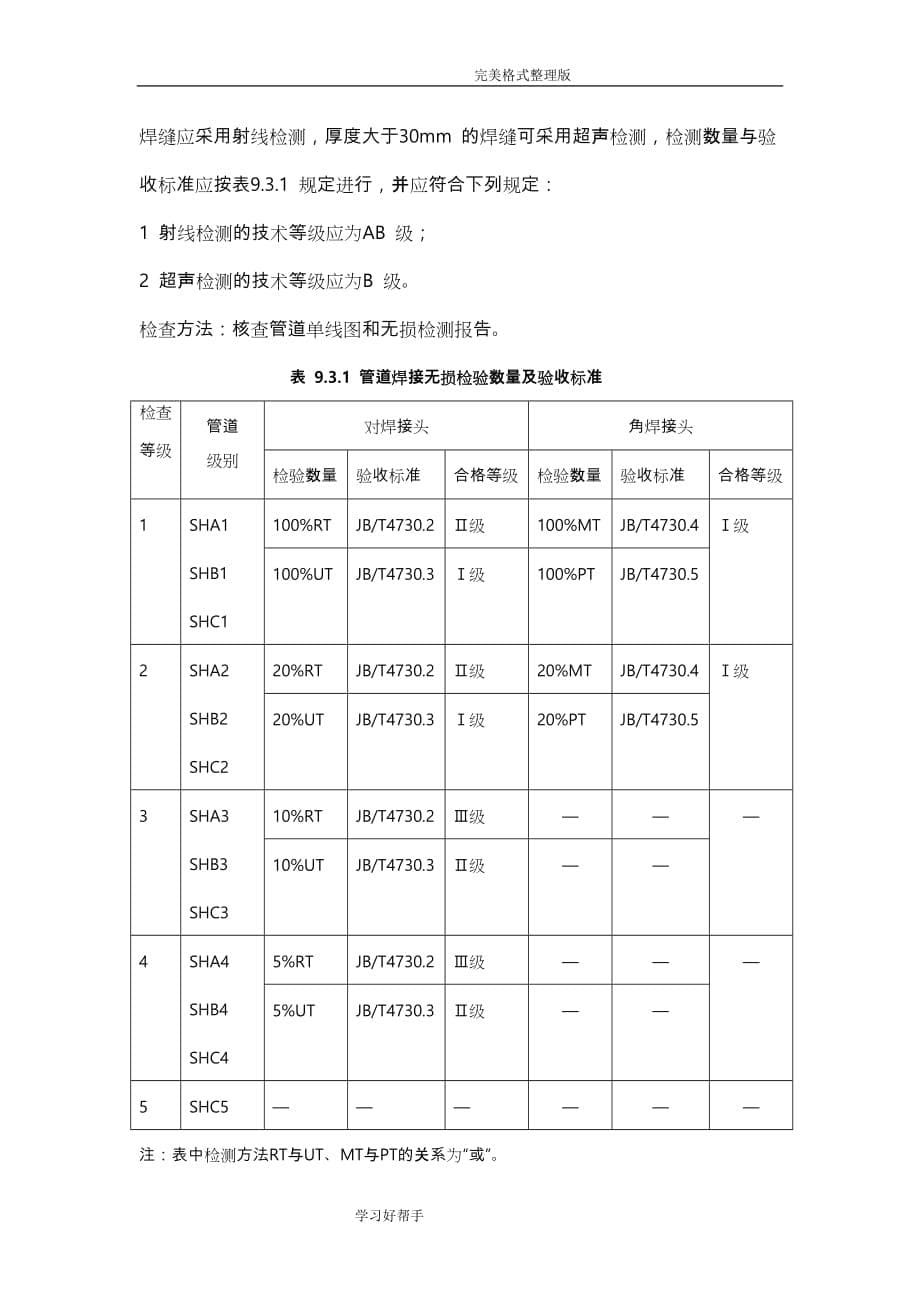 管道的焊接和探伤的相关规范方案要求_第5页