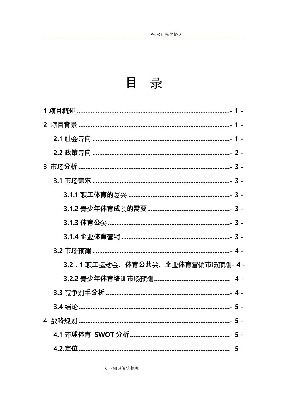 体育策划、组织、体育培训创业实施计划书模板_第3页