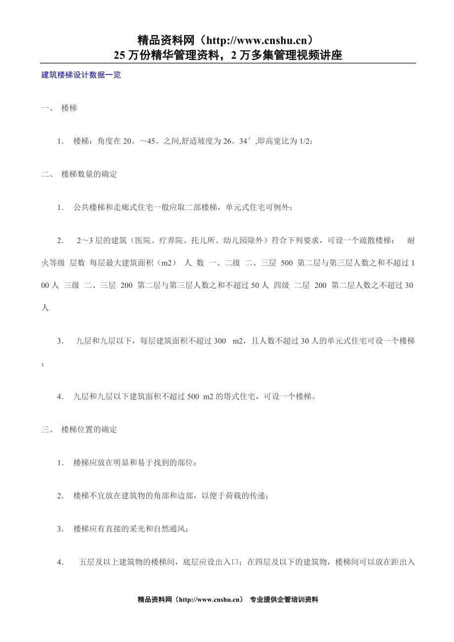 （建筑工程管理）建筑楼梯设计数据一览_第1页