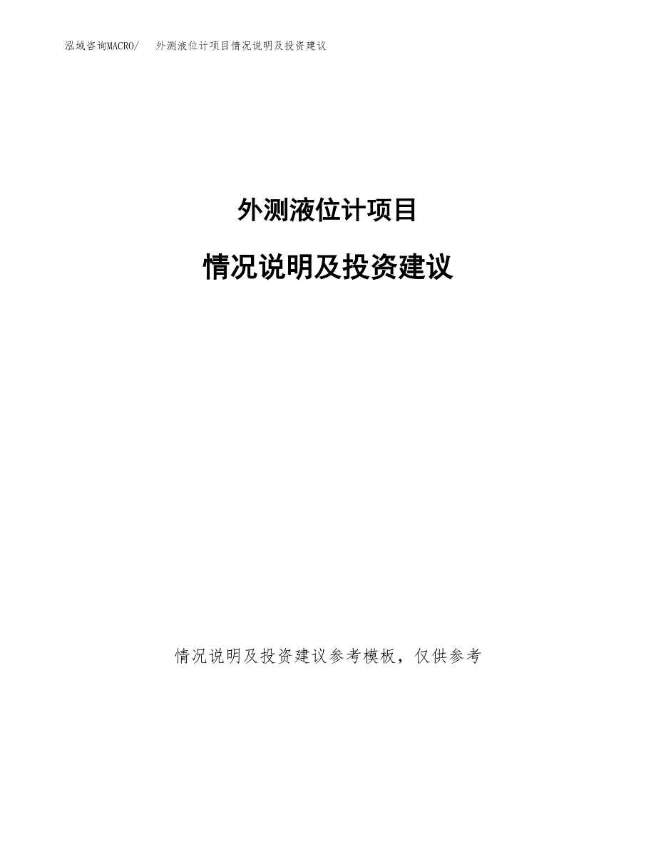 外测液位计项目情况说明及投资建议.docx_第1页