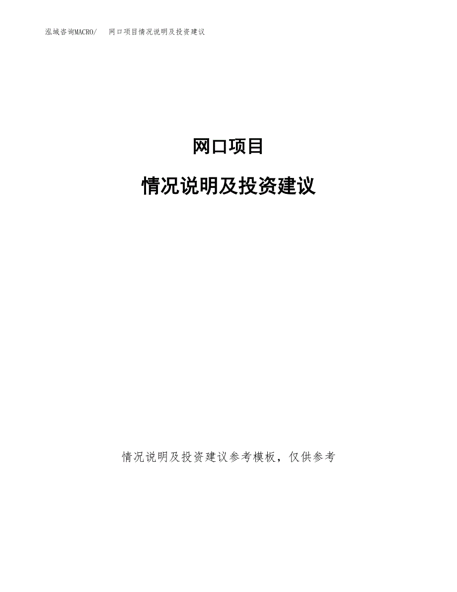 网口项目情况说明及投资建议.docx_第1页