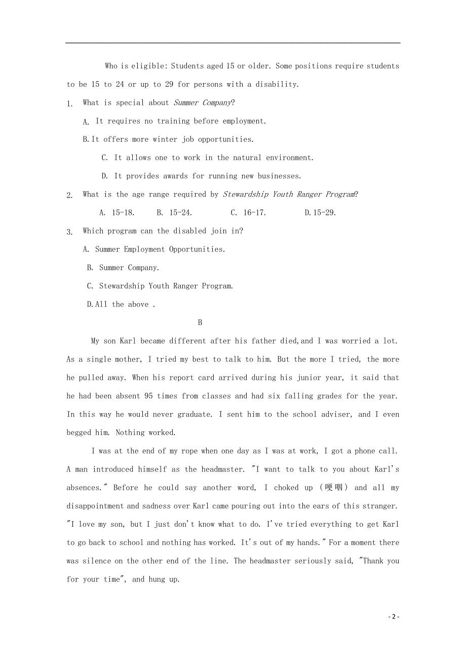 辽宁省辽河油田第二高级中学2019_2020学年高二英语10月月考试题_第2页