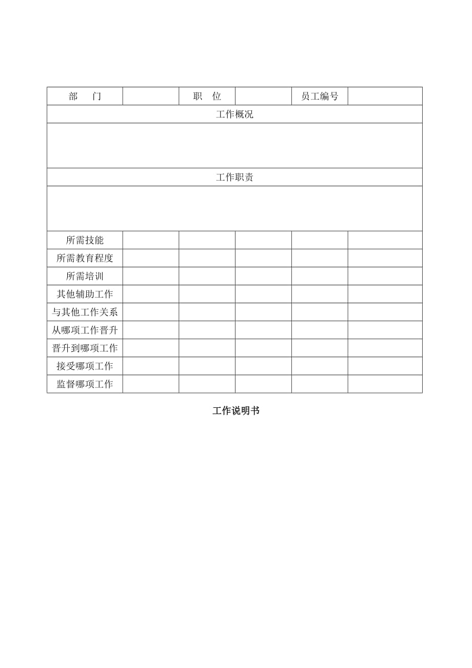 （工作分析）企业工作说明书()_第1页