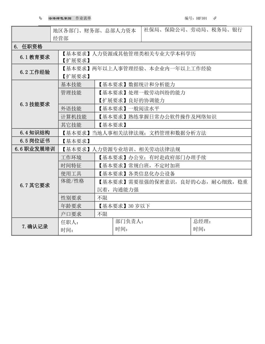 （岗位职责）人事事务专员岗位说明书_第2页