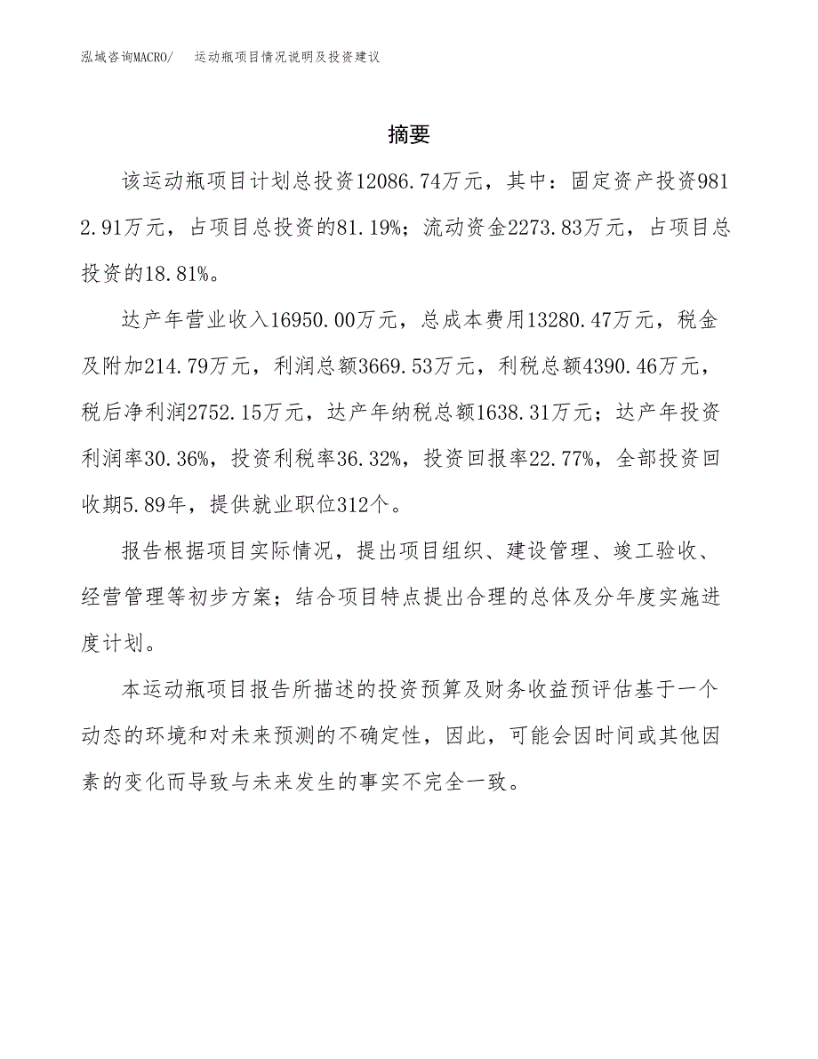 运动瓶项目情况说明及投资建议.docx_第2页