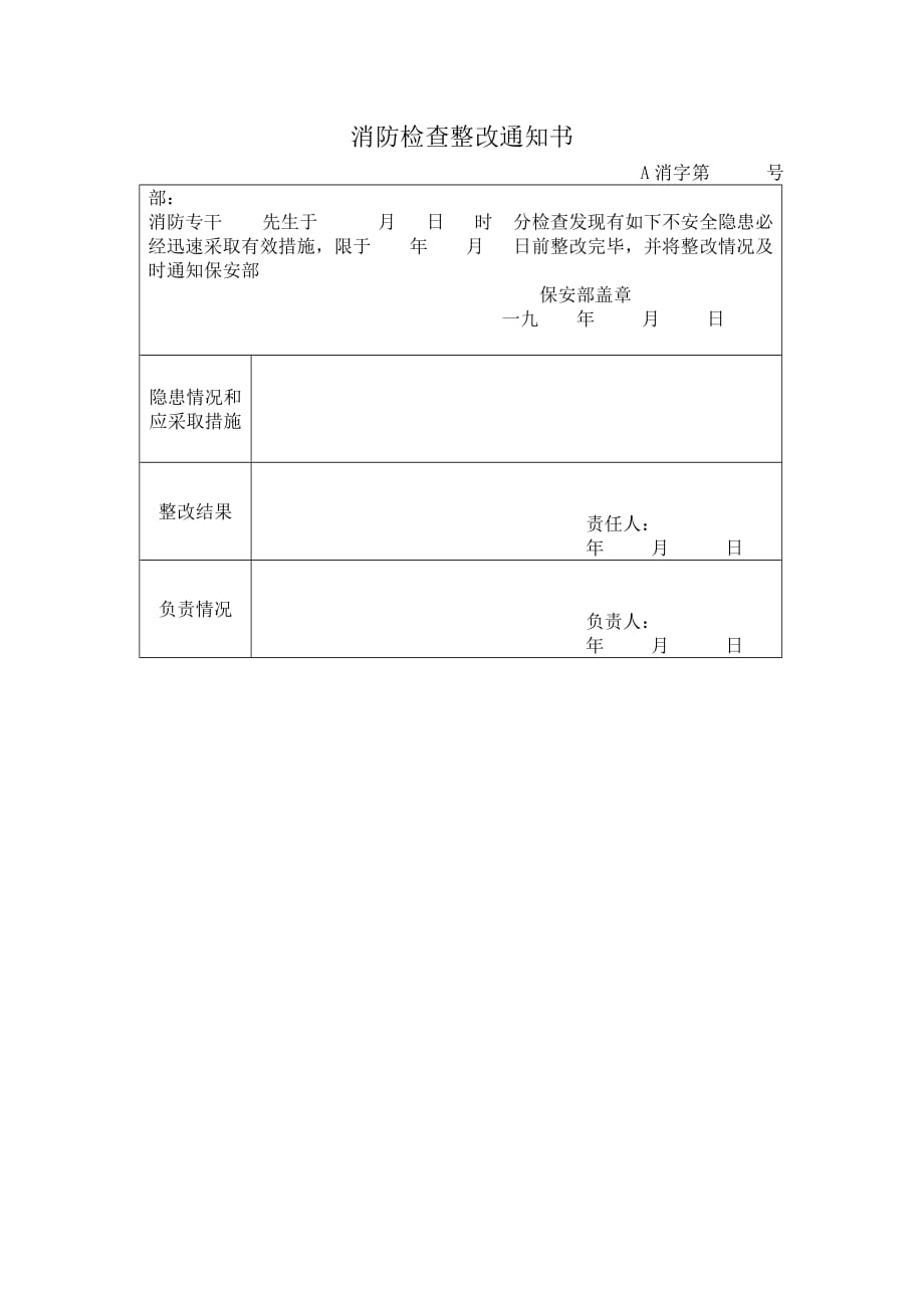 （消防培训）消防检查整改通知书_第1页