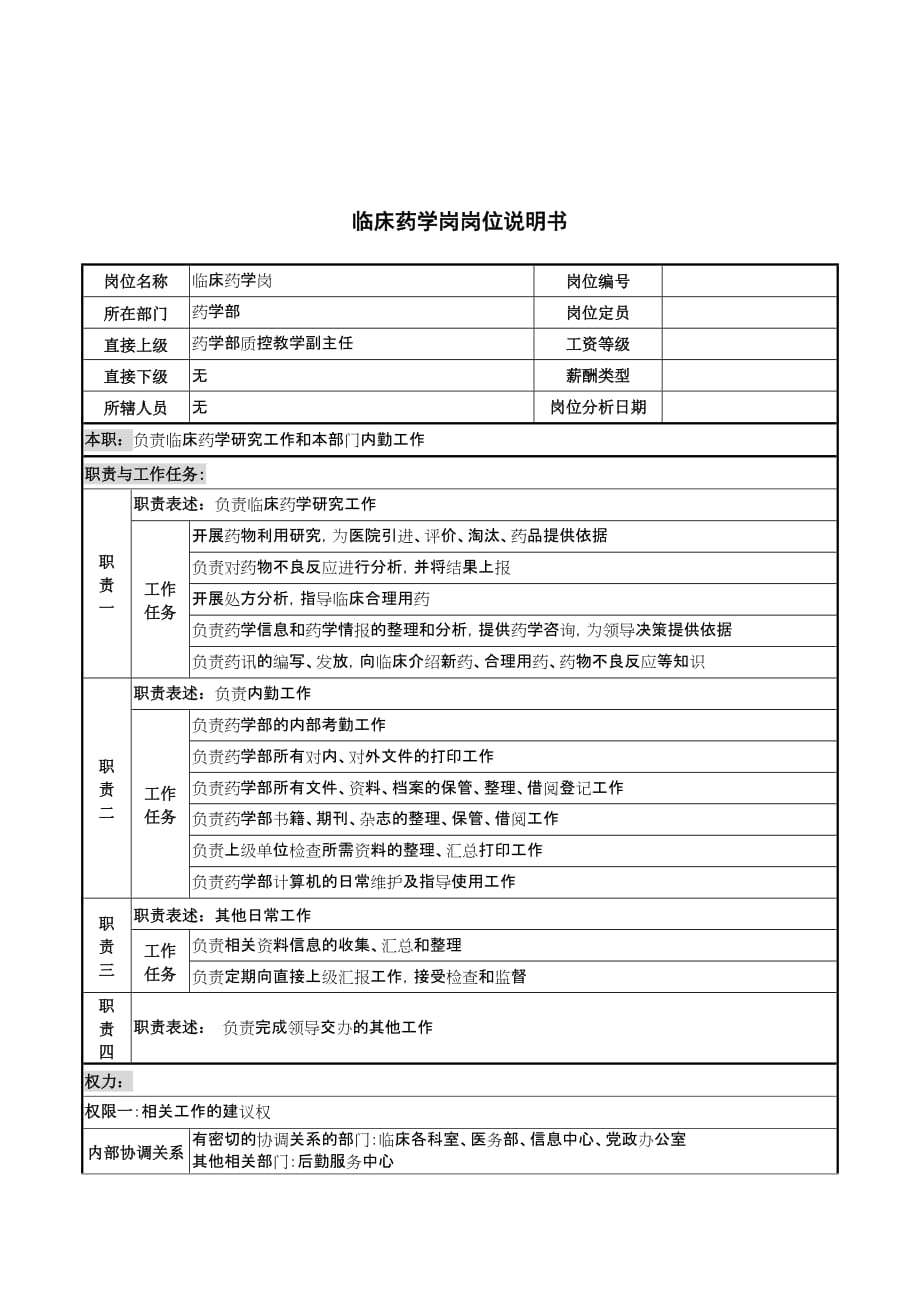 （岗位职责）药学部临床药学岗位职责_第1页