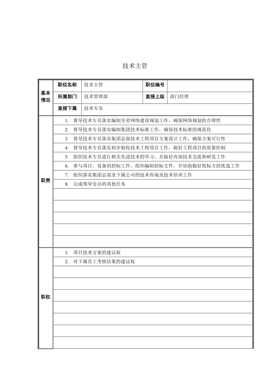 （岗位职责）技术管理部技术主管岗位职责_第1页