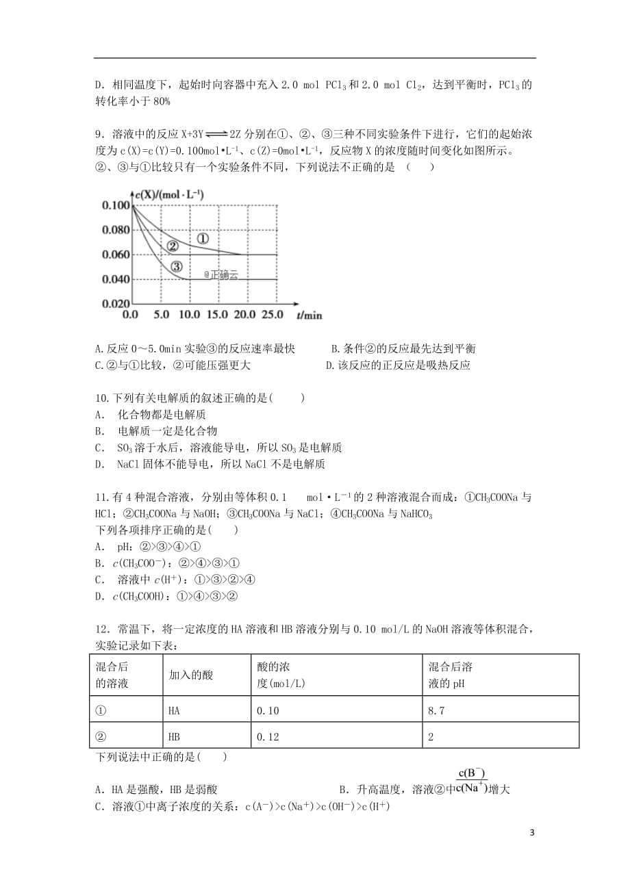 湖南省永州市宁远县第一中学2019_2020学年高二化学上学期期中试题201911290398_第3页