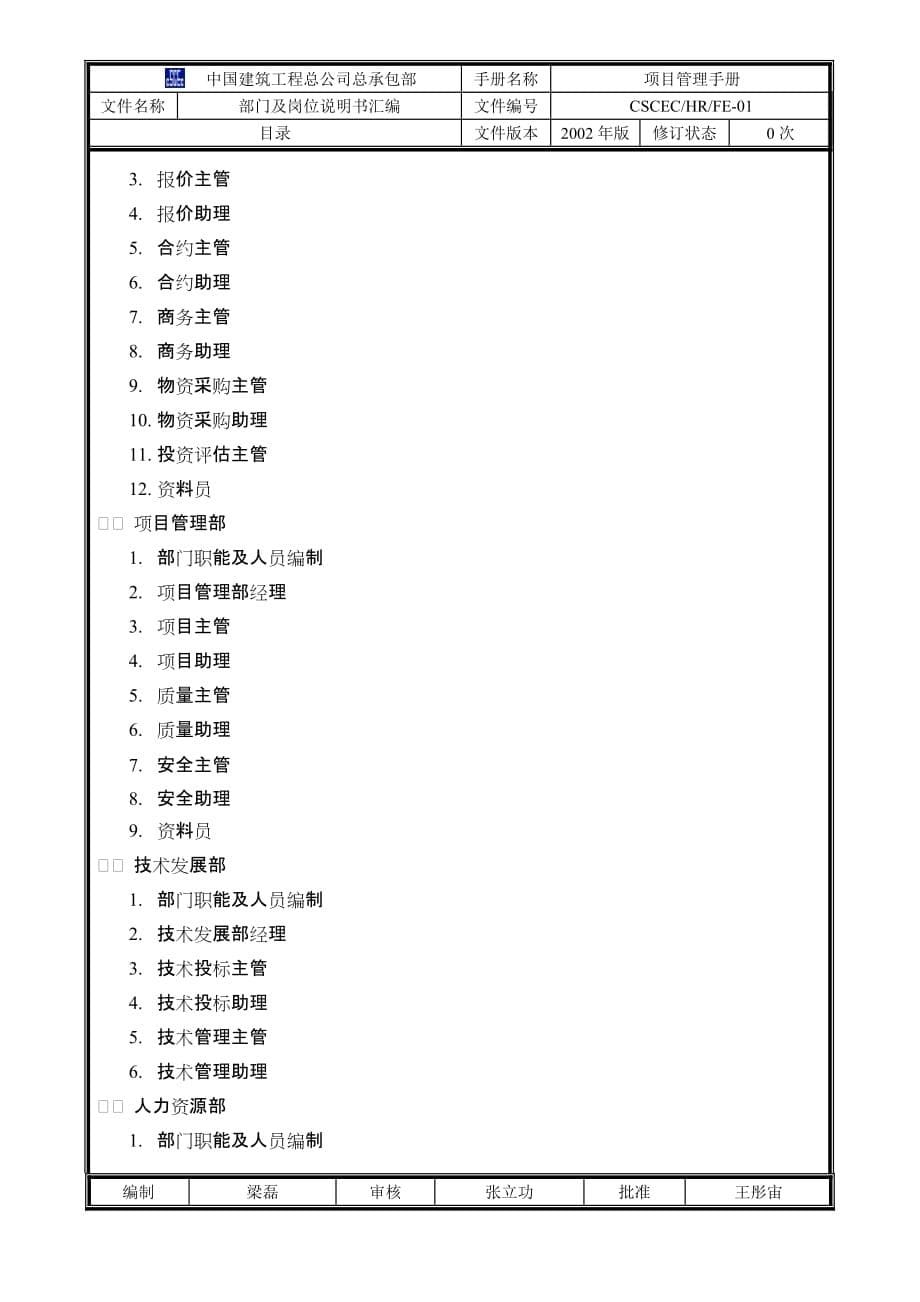 （岗位职责）建筑工程总承包部部门及岗位说明书汇编_第5页