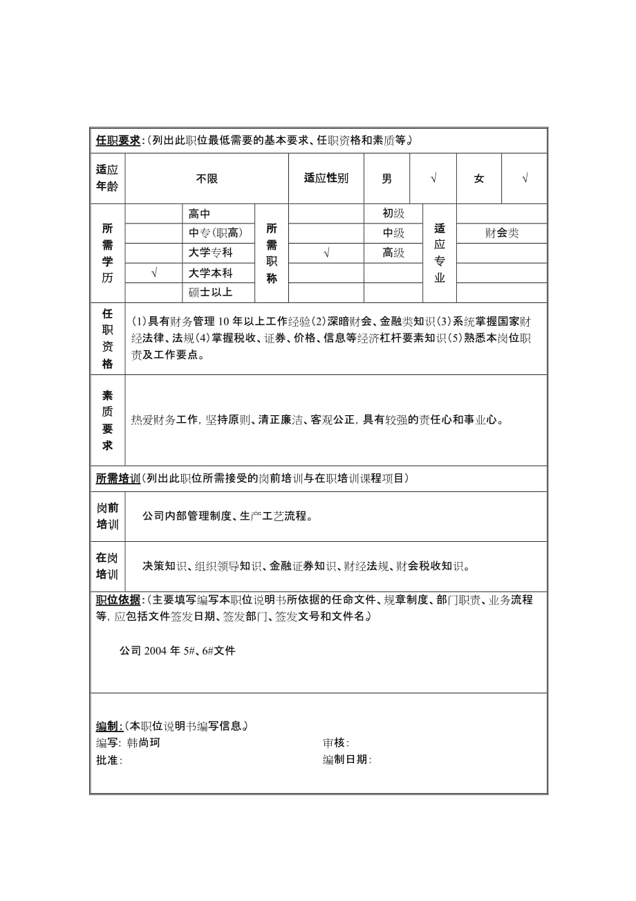 （岗位职责）某公司财务副总岗位描述_第2页