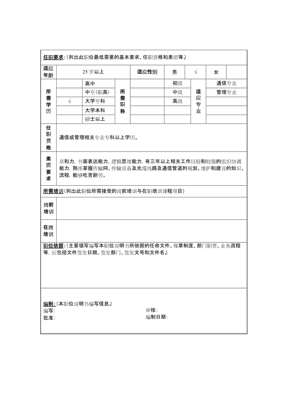 （岗位职责）基础网络部工程管理岗位描述_第2页