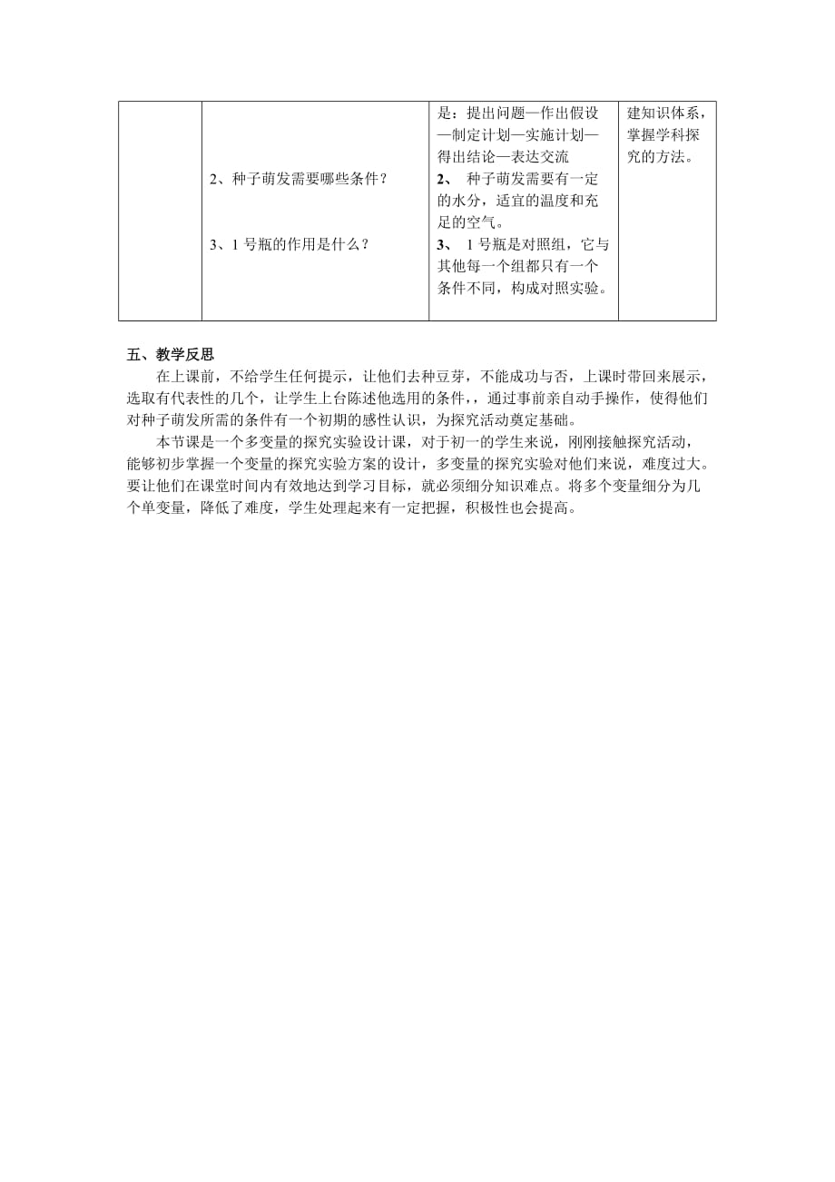 （环境管理）探究种子萌发的环境条件教学设计及反思_第3页