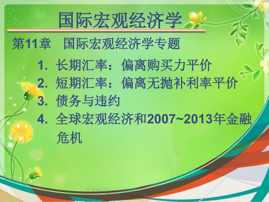 国际宏观经济学课件PPT带总结版-第11章 国际宏观经济学专题_第2页