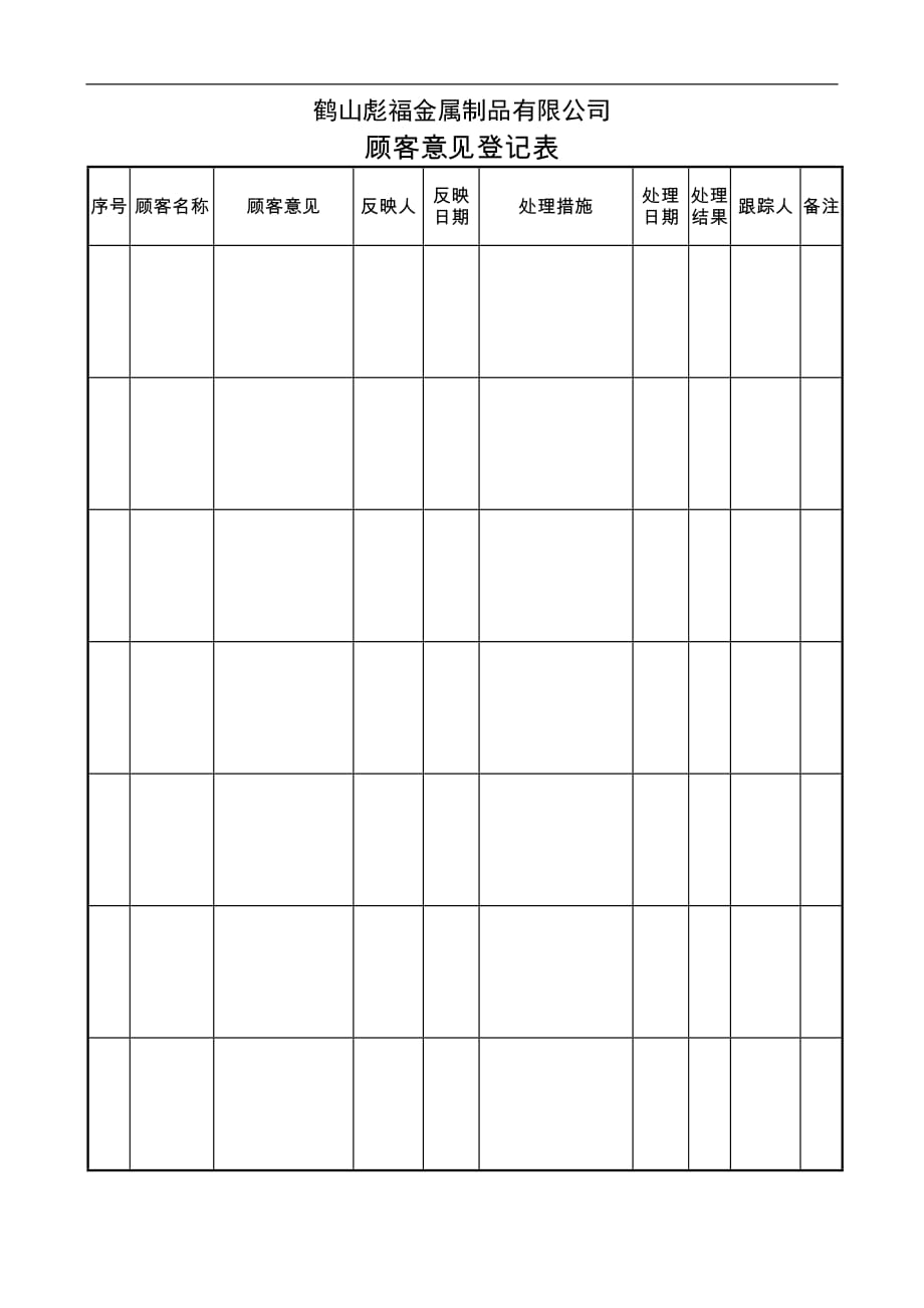 （客户管理）QJ顾客意见登记表_第1页