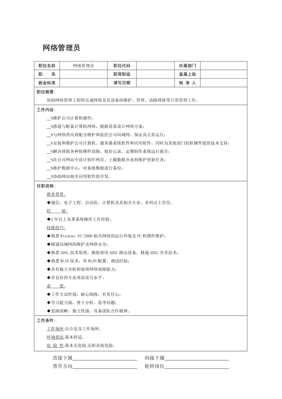 （岗位职责）网络管理员岗位职责_第1页