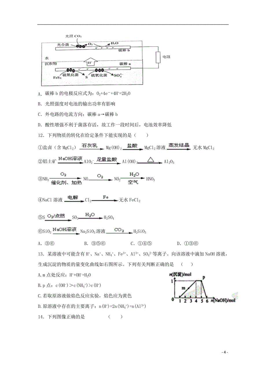 2020届高三化学12月月考试题_第4页