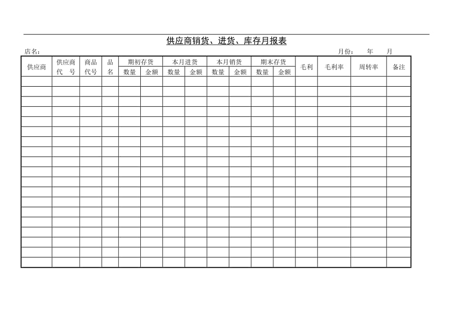 （库存管理）供应商销货进货库存月报表_第1页