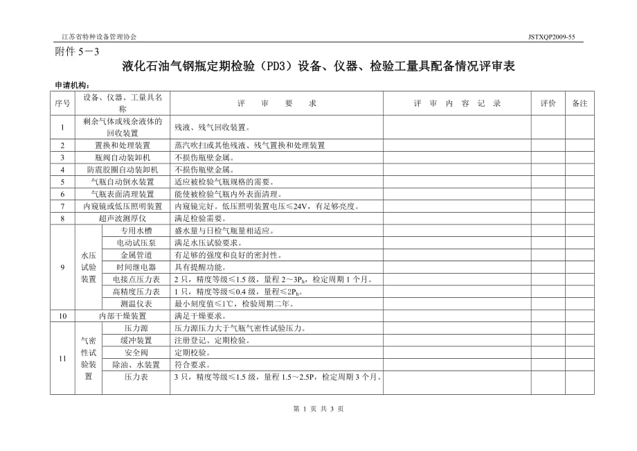 （设备管理）附件液化石油气钢瓶仪器设备配备检查表附件_第1页