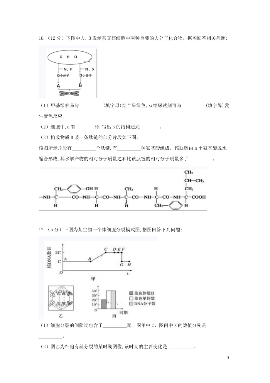 四川省泸州市2019_2020学年高一生物上学期期末模拟考试试题202001030252_第3页