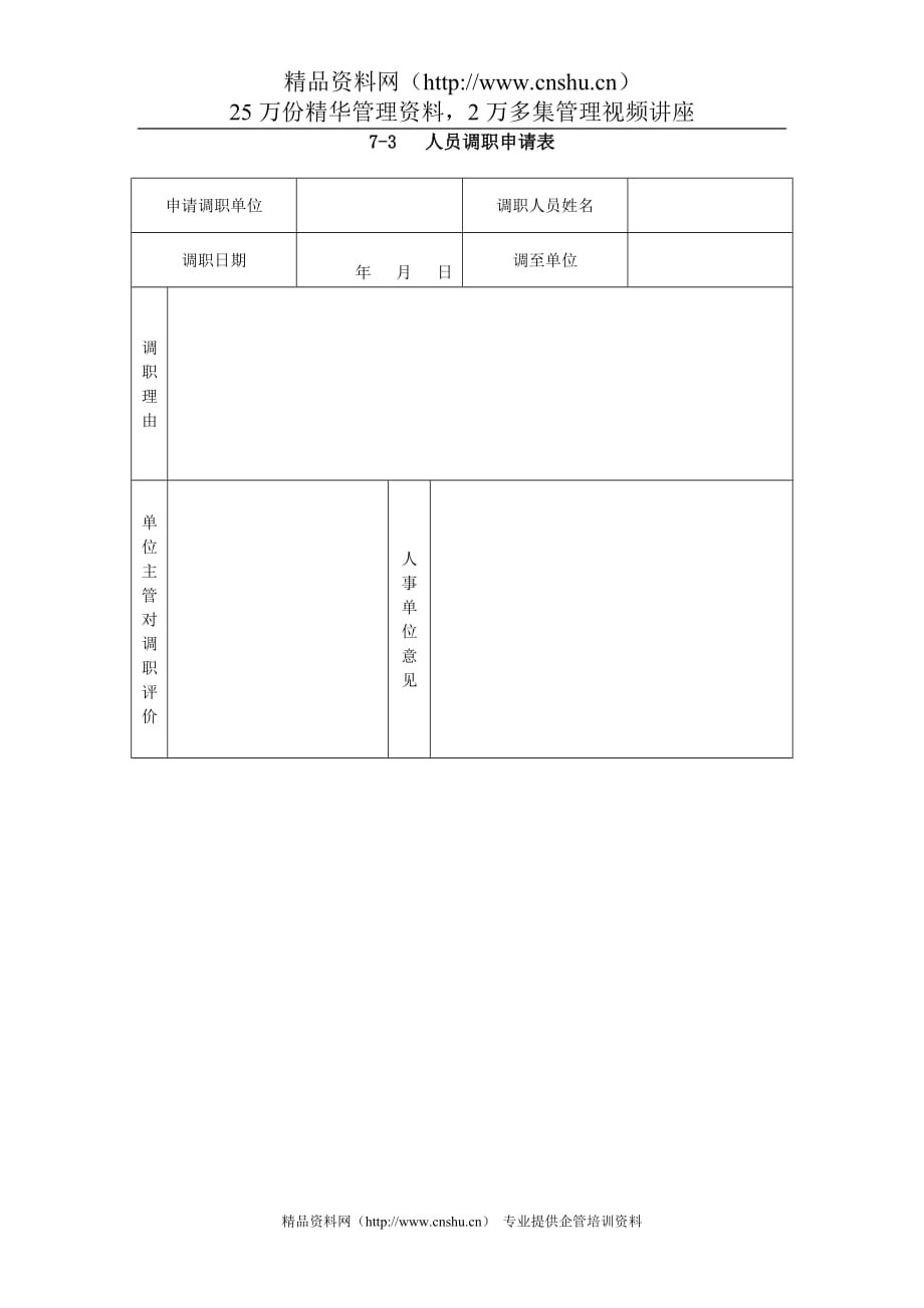 （员工管理）人员调职申请表_第1页