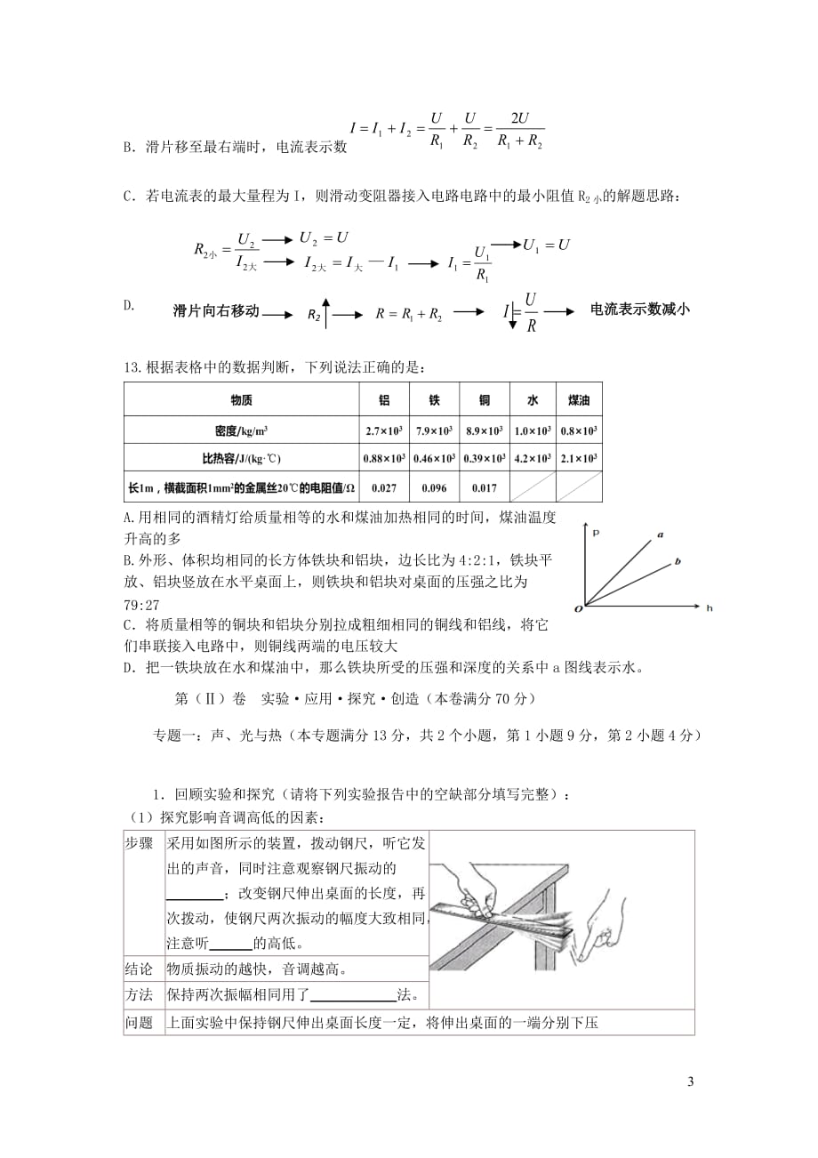 山东省青岛市初中物理学业水平考试模拟（二）（无答案）_第3页