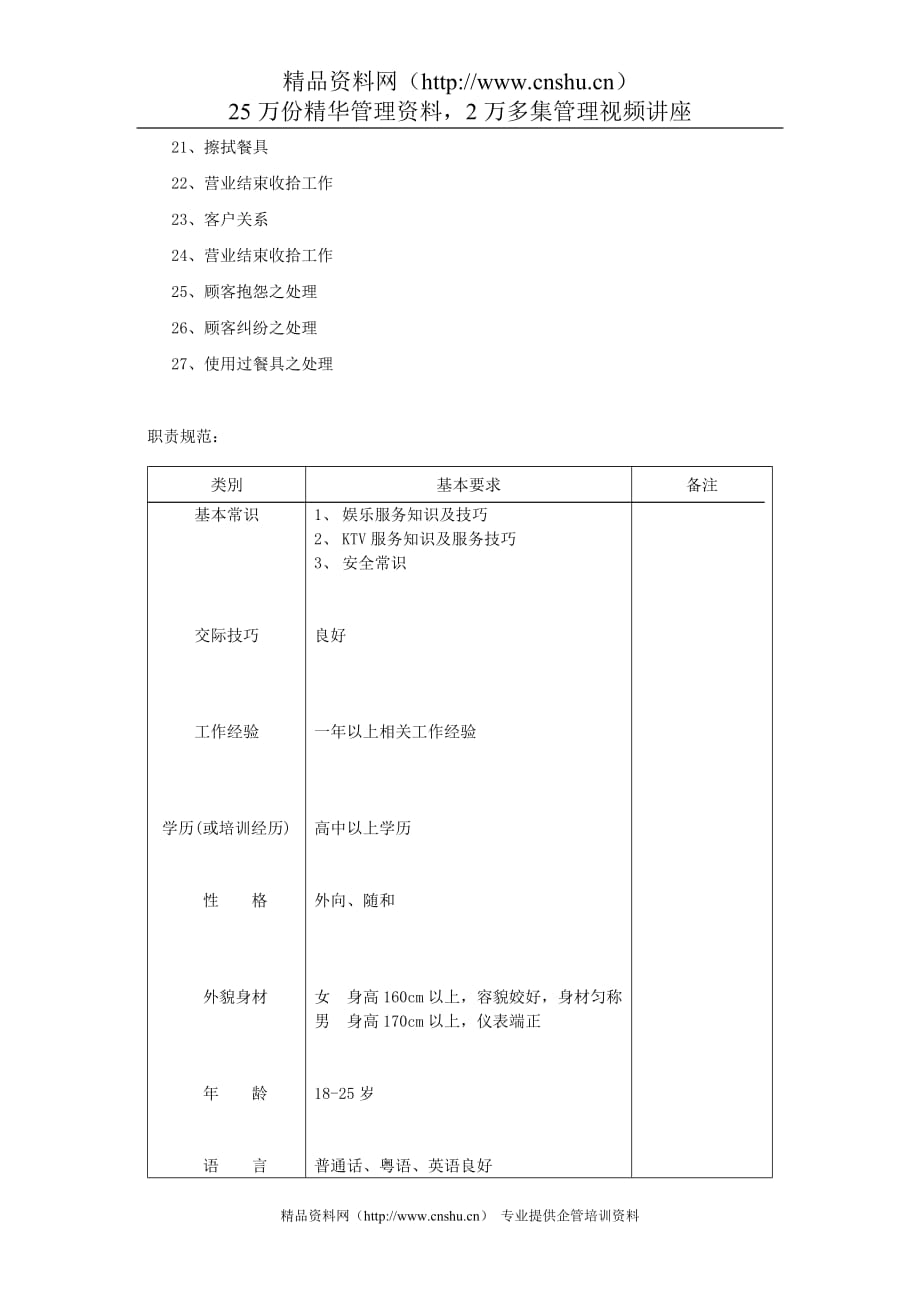 （售后服务）KTV服务员工作职责_第2页