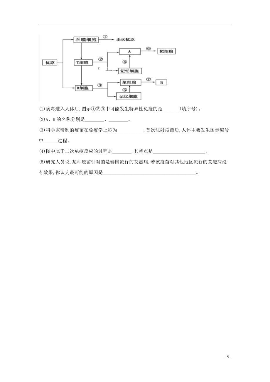 四川省泸州市泸县第一中学2019_2020学年高二生物上学期期末模拟考试试题202001030261_第5页