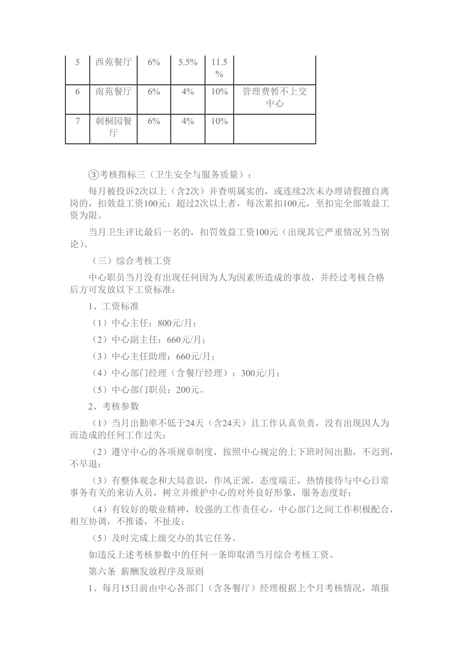 （售后服务）华侨大学后勤餐饮服务中心薪酬分配方案_第3页