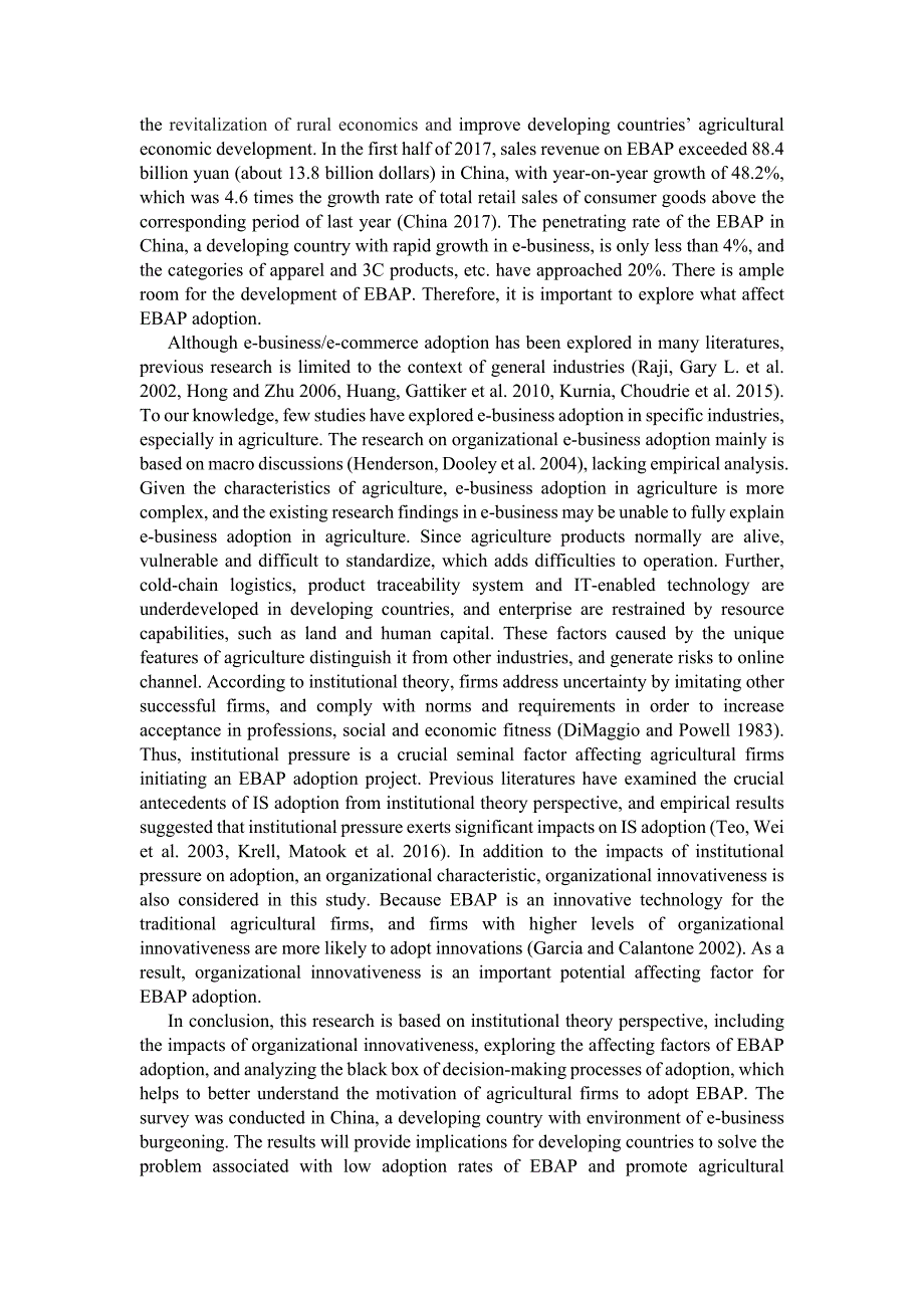 Factors affecting adoption of e-business of agricultural products at firm level An Empirical Investigation in A Developing Country 6-26_第2页