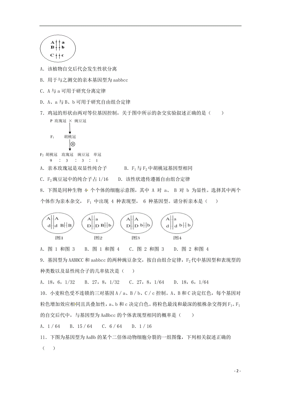 河南省鹤壁市淇滨高级中学2018_2019学年高一生物下学期第二次周考试题201904230120_第2页