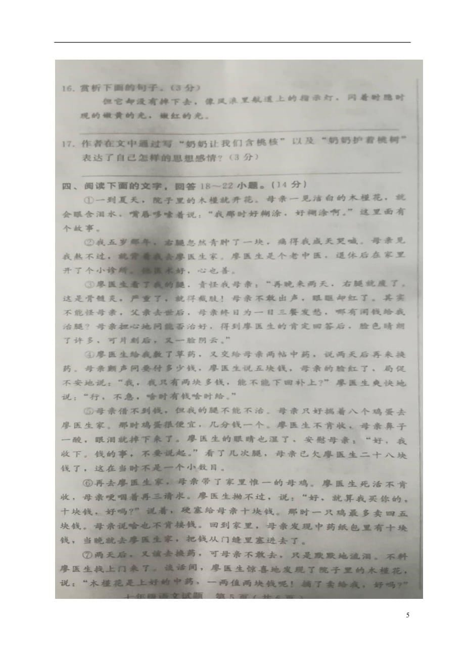 河北省隆尧县2017_2018学年七年级语文下学期期末试题扫描版无答案新人教版20180712243_第5页