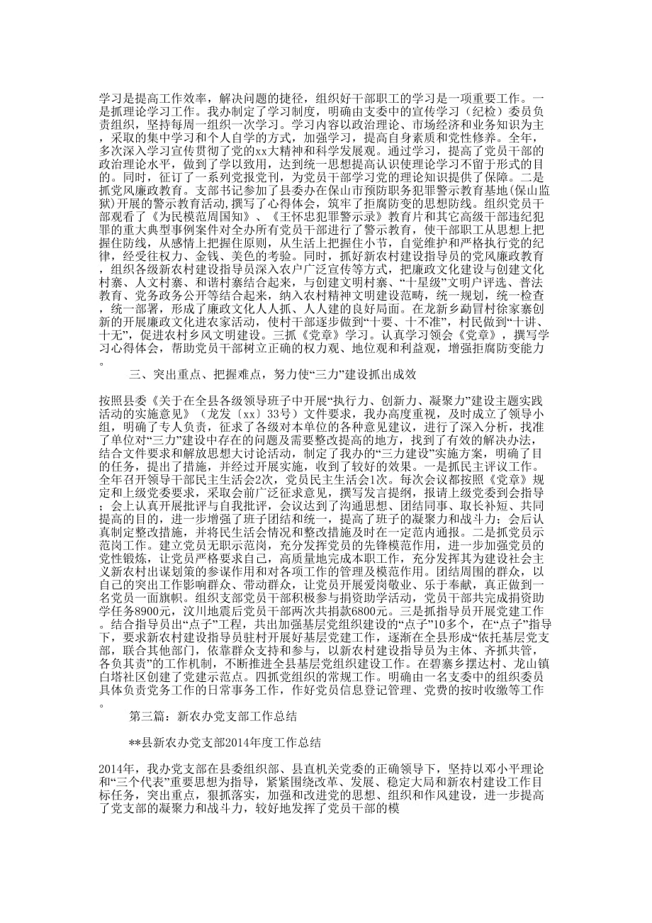 新农办党支部工作总结(精选 多篇)_第3页