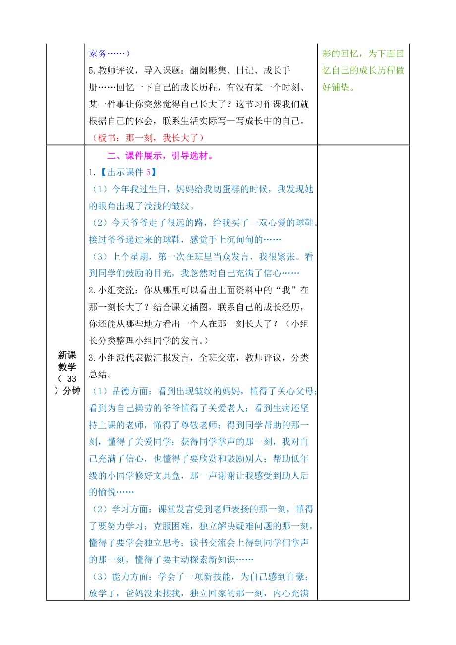 统编教材部编人教版五年级上册语文《习作 那一刻,我长大了》教案 (2)_第2页