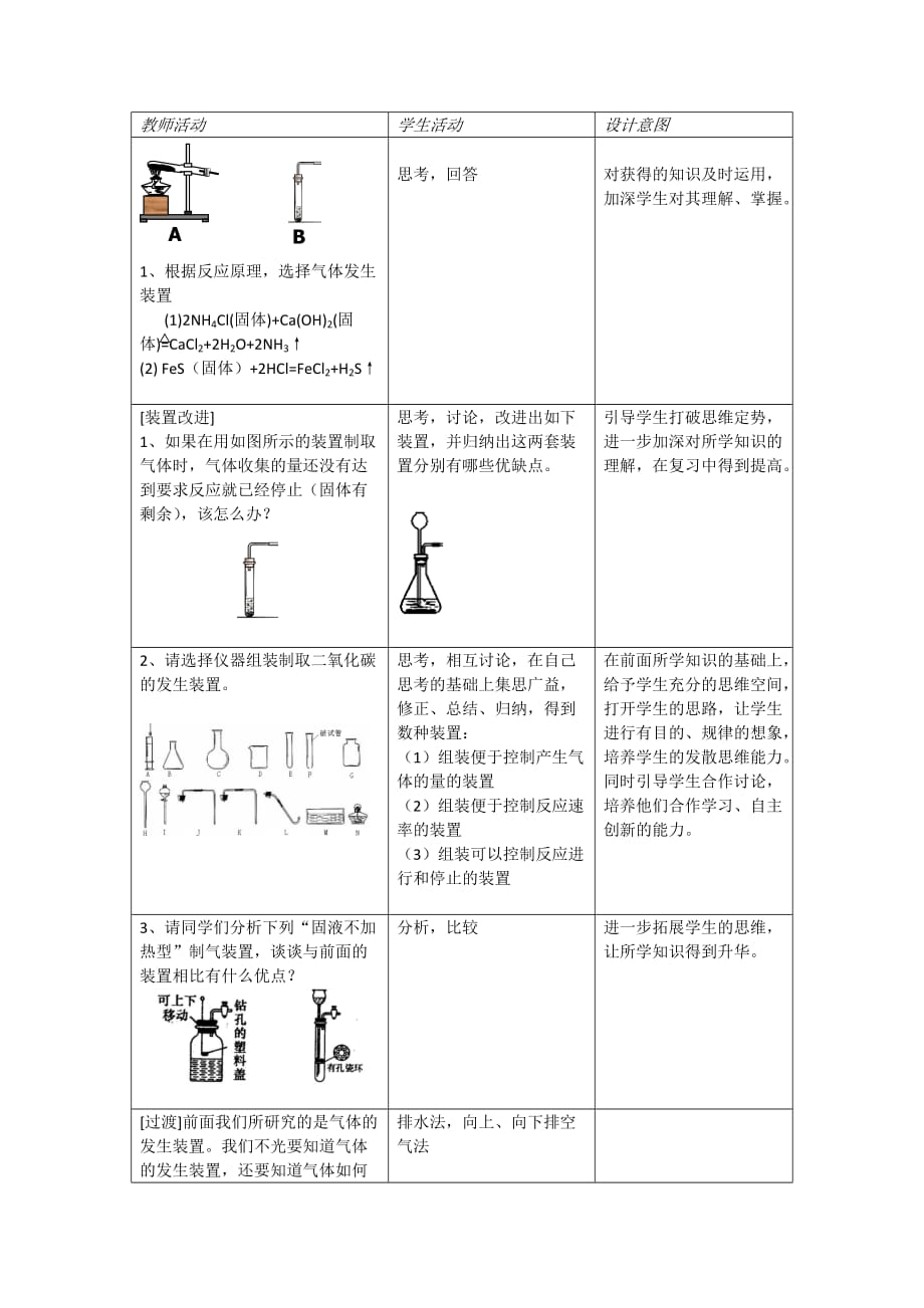 常见气体的制取和收集单元复习教学设计_第3页