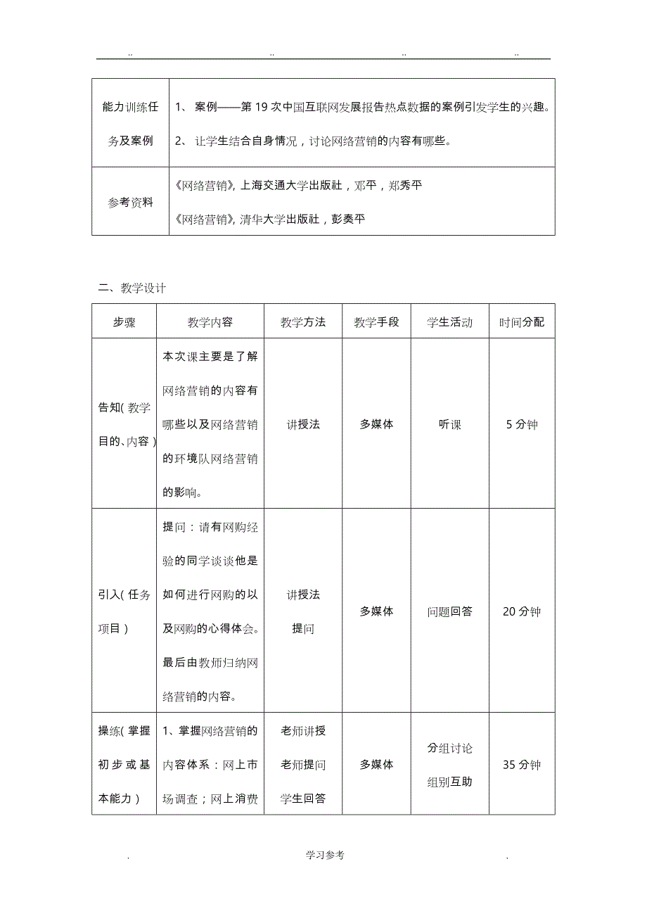 《网络营销》教（学）案_课程单元教学设计说明_第4页