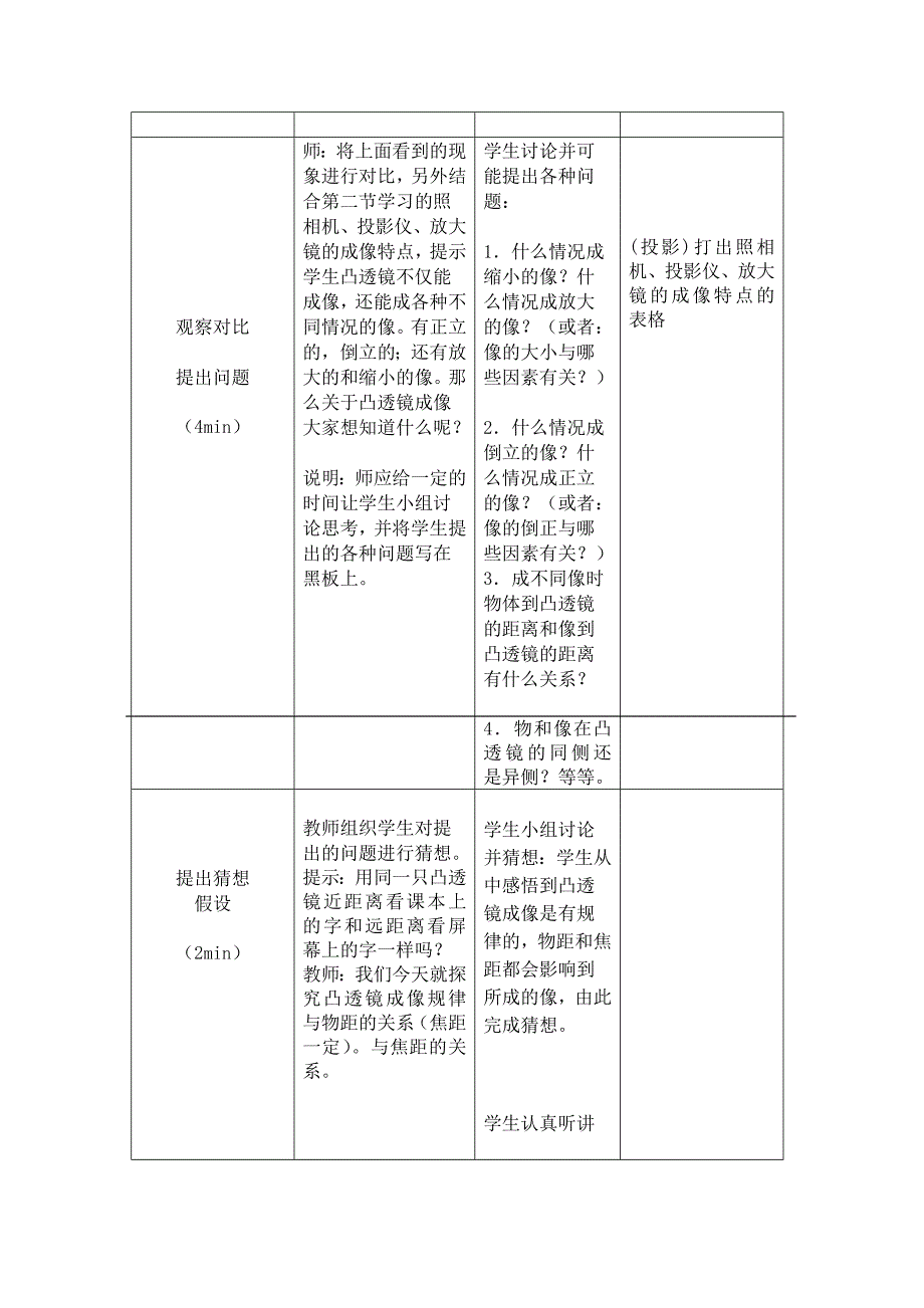 学生实验：探究——凸透镜成像教案（北师大版）_第4页