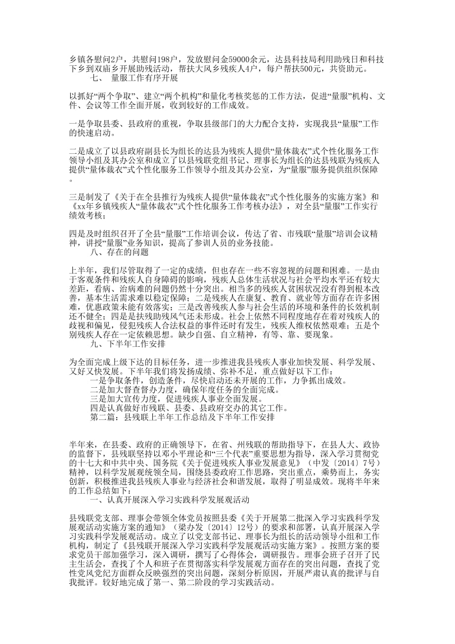 县残联上半年工作总结与下半年工作安排(精选 多篇)_第3页