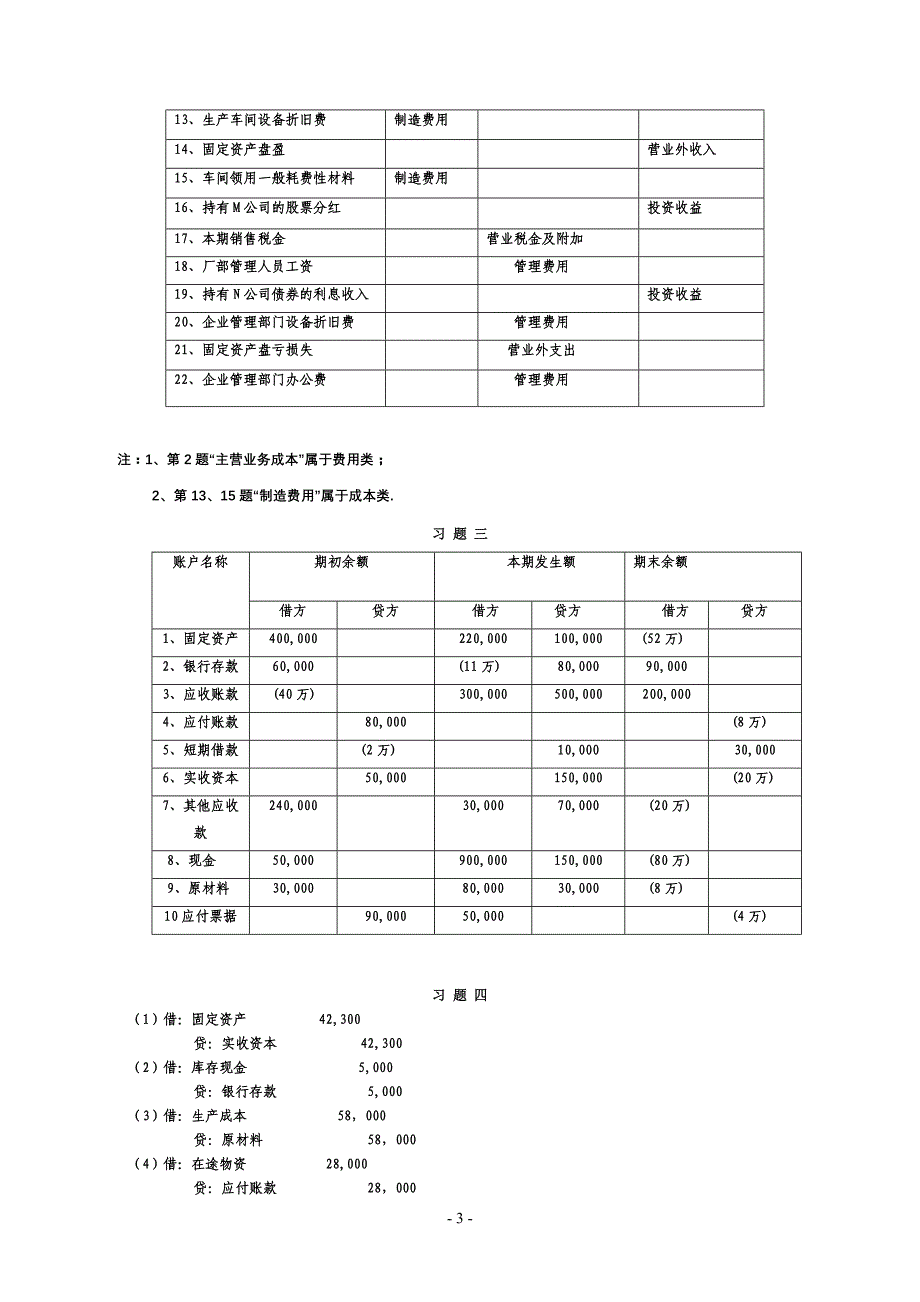 （财务会计）《基础会计》手工实验习题答案_第3页