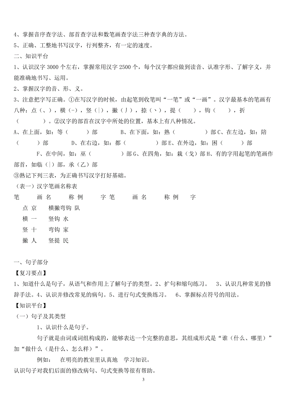 人教版一至六年级语文总复习大全_第3页