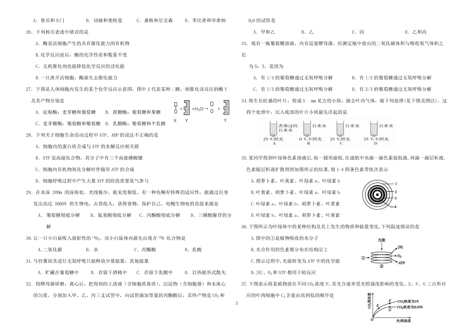 黑龙江省2019-2020学年高一上学期期末考试生物试题 Word版含答案_第3页